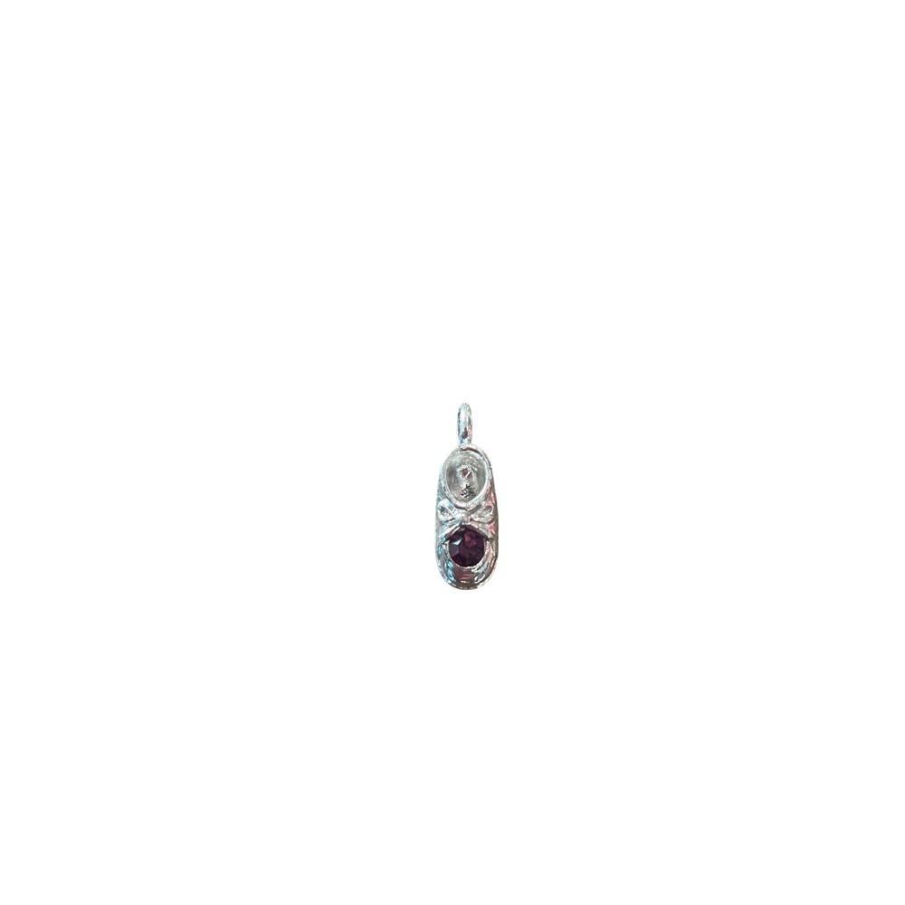 Avon Silvertone Baby Bootie Birthstone Charm‎ February Pendant Jewelry